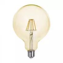 V-tac 6W LED filamentinė lemputė, G125, E27, gintaro sp. stiklu, 2200K