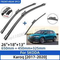 3 vnt. SKODA Karoq 2017-2020 26 +18 +13  Priekiniai Galiniai Valytuvų Šepetėliai Priekiniam Stiklui Langų Valymo Priedai juoda