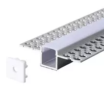 V-tac LED užglaistomas profilis su dangteliu ir užbaigimais, sidabro sp., 2m