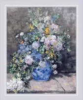 Riolis Kryželiu siuvinėjimo rinkinys "Pavasario puokštė pagal P. A. Renoir paveikslą" 40x50 SR2137