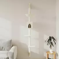Draskyklė katėms su draskymo stovu, kreminė, 187cm