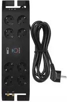 Ilgiklis su apsauga nuo viršįtampių (1800J) 8 lizdų, 3m, TV antenos (IEC), RJ45 apsaugos, juodas EMOS