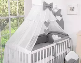 Tinklelis nuo uodų iš šifono Hanging Hearts, antracito spalvos