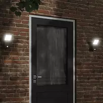 Lauko LED šviestuvai su jutikliais, 2vnt., juodi, aliuminis