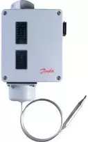 DANFOSS termostatas RT107 temperatūros diapazonas 70–150 °C, 2 metrų kapiliarinis vamzdelis, automatinis atstatymas, IP66, AC1=10A