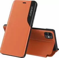 Hurtel Eco Leather View dėklas skirtas iPhone 13 mini, oranžinis