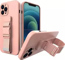 Hurtel Rope dėklas su dirželiu skirtas Xiaomi Poco X3 NFC, rožinis