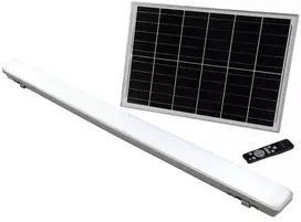 Lubinis šviestuvas V-tac 18W LED linijinis šviestuvas, 120cm, baltas, 3000-6400K, IP65, valdomas, su saulės baterija ir judesio davikliu