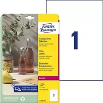 Lipnios etiketės Avery Zweckform, A4, 210x297mm, 25 lapai, skaidrios