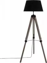 Dekoracja Domu Lamp Medinis toršeras RUNO stovimas šviestuvas su gaubtu - juodos spalvos, aukštis 145 cm