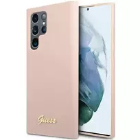 GUESS GUHCS23LLSLMGPP S23 Ultra S918 pink | hardcase Silicone Script Metal Logo