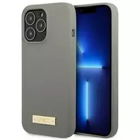 GUESS GUHMP13XSPLG iPhone 13 Pro Max 6.7" gray | gray hard case with Silicone Logo Plate and MagSafe