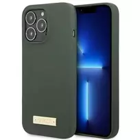 GUESS GUHMP13XSPLA iPhone 13 Pro Max 6.7" green|khaki hard case with Silicone Logo Plate and MagSafe