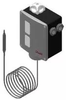 DANFOSS termostatas RT101 temperatūros diapazonas 25–90 °C, 2 metrų kapiliarinis vamzdelis, automatinis atstatymas, IP66, AC1=10A