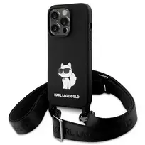 Karl Lagerfeld KLHCP15XSCBSCNK iPhone 15 Pro Max 6.7" hard case, black | Crossbody Silicone Choupette