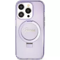GUESS GUHMN61HRSGSU iPhone 11 | Xr 6.1" purple hardcase with Ring Stand, Script Glitter, and MagSafe