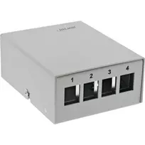 InLine® Desktop Consolidation Point Box 4x Keystone RJ45, metalinis, šviesus pilkas RAL7035