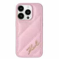 Karl Lagerfeld KLHCP14SPQDSMGP iPhone 14 | 15 | 13 6.1" pink hardcase with diagonal quilted script