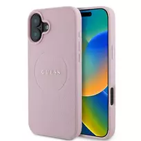 GUESS GUHMP16MPGHSMMP iPhone 16 Plus 6.7" pink hardcase with Grained Gold Ring MagSafe