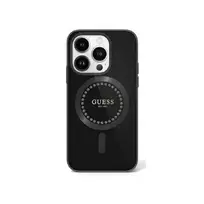 GUESS GUHMP16LPFTDTEK iPhone 16 Pro 6.3" black hard case with IML Rhinestones and MagSafe