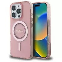 GUESS GUHMP16XPFTDTEP iPhone 16 Pro Max 6.9" pink hard case with IML Rhinestones and MagSafe