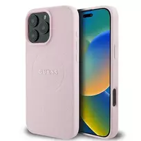 GUESS IPhone 16 Pro 6.3" pink hardcase with Grained Ring MagSafe