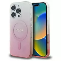 GUESS GUHMP16LHGRCELP iPhone 16 Pro 6.3" pink hardcase with IML Glitter Gradient and MagSafe