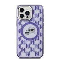 Karl Lagerfeld IPhone 15 6.1" purple IML Monogram Karl AND Choupette Head MagSafe