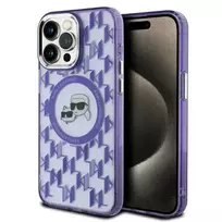 Karl Lagerfeld IPhone 15 Pro Max 6.7" purple IML Monogram Karl AND Choupette Head MagSafe