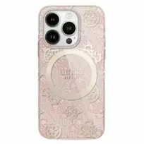 GUESS GUHMP16LH4PYEEP iPhone 16 Pro 6.3" pink hardcase with IML Peony On 4G Background and MagSafe