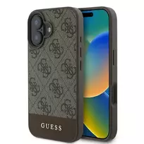 GUESS GUHCP16MG4GLBR iPhone 16 Plus 6.7" brown | brown hardcase with 4G bottom stripe