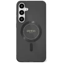 GUESS Rhinestone-Printed Classic Etui with Logo, MagSafe Compatible, for Samsung Galaxy S25, Black