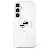 Karl Lagerfeld Etui Button Karl  AND  Choupette Heads Printed Logo MagSafe Samsung Galaxy S25 white