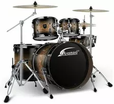 Būgnų komplektas Asanasi BF301-Brown + lėkštės