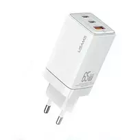 USAMS Sandru Series CC180 travel charger | 65W | GaN, PD3.0, QC3.0 | USB-C, USB-A | white