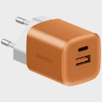 Energea Ampcharge GaN35 travel charger | 35W | PD, QC, GaN, PPS | USB-C, USB-A | orange