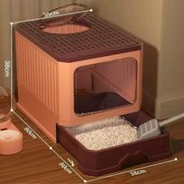 Extra Large Enclosed Cat Litter Box with Deodorizing & Anti-Splash Features 50x38x38 cm rožinė