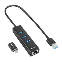 "Sharkoon 3-Port USB 3.2 Gen 1 Alu Hub + Ethernet (schwarz)"