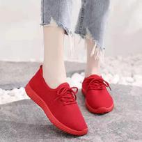 Women's Soft Sole Breathable Sports Shoes - Red & Black Cloth 36