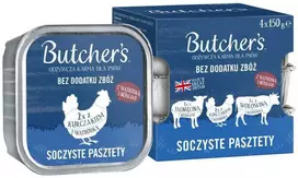 BUTCHER'S Original Mix Juicy paštetai - šlapias šunų maistas - 4 x 150g