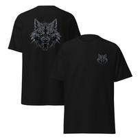 Fierce Roaring Wolf Head T-Shirt Geometric Tribal Growling Lobo Art Aggressive Animal Spirit Graphic Tee Wolf Pack Alpha Gift S įvairiaspalvis