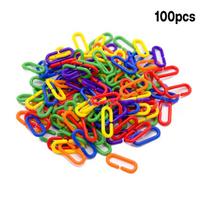 100/200pcs Color Plastic Chain Link Bird Toys, Mixed Colors Rainbow DIY C Clamp Chain Hook, Parrot Bird Swing Climbing Cage Toys