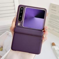 Premium Leather Foldable Phone Case for Huawei Pura X - Drop-Proof Magnetic Protective Cover with Stylish Leather Texture Huawei Pura X tamsiai violetine spalva