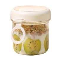 Portable Overnight Oats Jar with Built-In Fork & Lid Leak-Proof Plastic Breakfast Cup for Salad Yogurt Fruit BPA-Free Transparent Container for Meal
