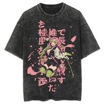 Anime Demon Slayer Kanroji Mitsuri Printed Tee Unisex Women Short Sleeve Cotton Tshirts Vintage Washed Tshirt Harajuku T Shirt M