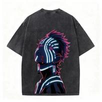 Japanese Anime Demon Slayer Unisexs washed Tshirt   Summer New pure cottonOversized pattern  Harajuku Loose YK quality shirt L