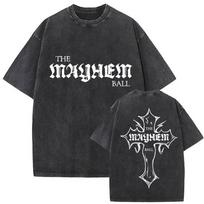 Lady Gaga The Mayhem Ball Tour  Vintage Washed TShirt Unisex Women Summer Fashion Hip Hop Short Sleeve T shirt Fans Streetwear S