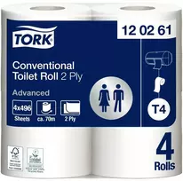 Tualetinis popierius Tork Advanced Extra Long T4, 120261, 2 sluoksniai, 69,4m, 496 lapeliai, baltos spalvos, 4vnt