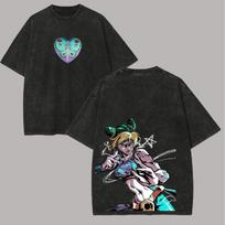 Trendy Anime JoJo's Bizarre Adventure T Shirt Gothic Y2k Washed Oversized T-shirt Summer Cotton Tees Tops Men Unisex Clothing S