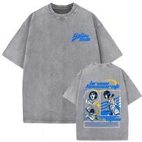 Anime Jojos Bizarre Adventure Steel Ball Run Diego Brando Vintage Acid Washed Tshirt Men Women Manga Casual Oversized T Shirts S